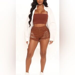 Fashion Nova Distressed Lace up Shorts